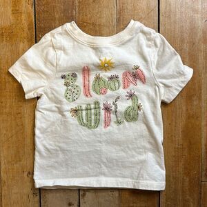 Old Navy shorts sleeve size 18 to 24 months Cream shirt cactus cotton spring